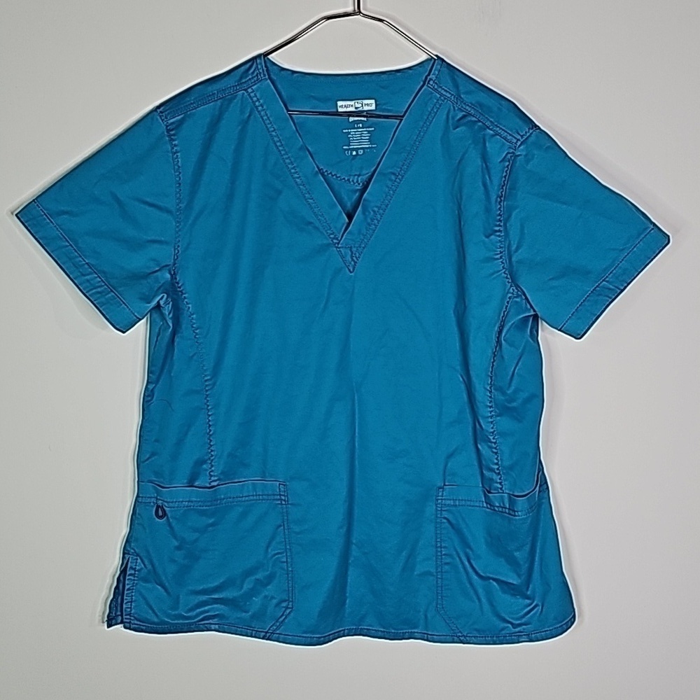Health Pro large blue short sleeve scrub top